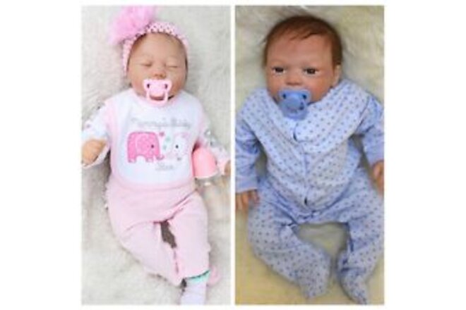 Realistic Reborn Baby Dolls Girl/Boy Twins Vinyl Silicone Lifelike Newborn Doll
