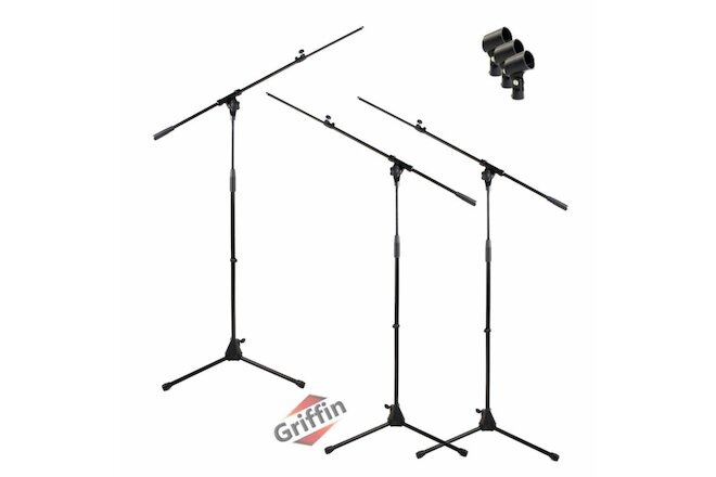 Microphone Boom Stand 3 PACK - GRIFFIN Telescoping Boom Tripod Studio Stage Mic