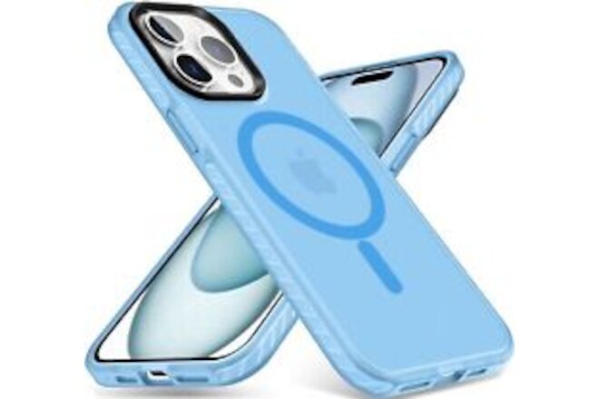 Funda Magnética Grado Militar para iPhone 15 Pro Max Compatible con MagSafe Azul