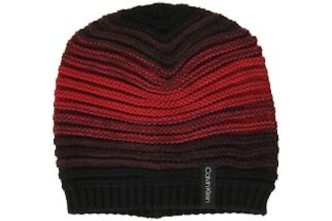 Calvin Klein Women's Marled Colorblock Slouchy Beanie, Rouge, One Size, Rouge