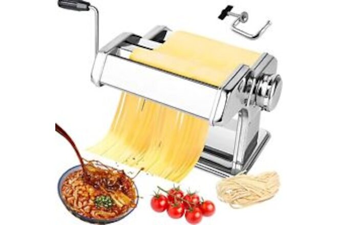 Wixkix Manual Noodles Maker Hand Crank Pasta Roller & Cutter Machine Stainless