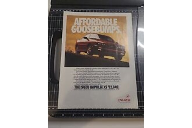 Isuzu Impulse XS Print Ad 1991 8x11 Vintage Great To Frame