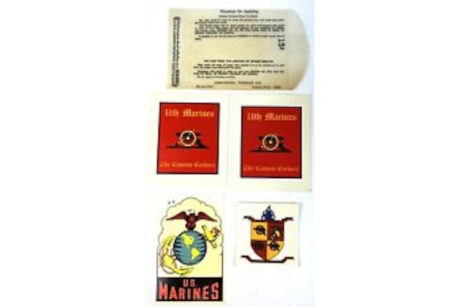 Vtg  RARE 11th Marine the Cannon Cockers US Marines 3rd Battalion Sticker 4x Set