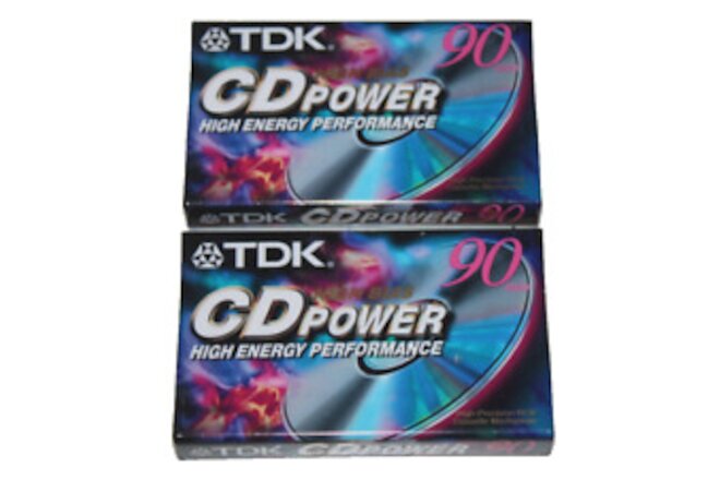 2 blank cassette tapes TDK CD Power High Energy High Bias 90 min NEW Sealed lot