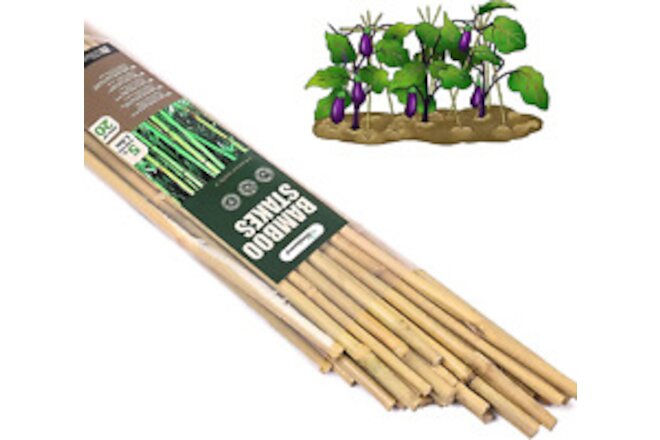 Bamboo Stakes 5 Feet Natural Bamboo Plant Stakes, Garden Stakes for Tomatoes,...