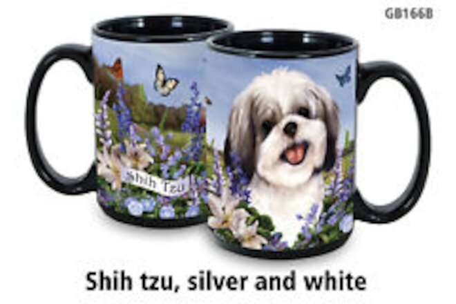 Garden Party Mug - Silver and White Shih Tzu
