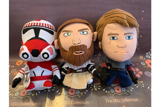 Star Wars Super Deformed Plush Clone Wars Fox Commander Obi Wan Anakin LOT NOSWT