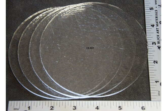 4 - 5" CIRCLES OF CLEAR BULLSEYE 3mm THICK GLASS 90 COE TESTED COMPATIBLE