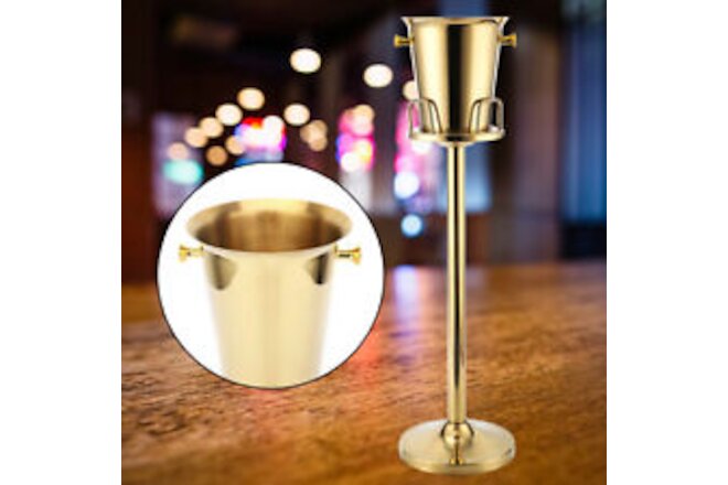 Floor Standing Golden Champagne Ice Bucket Stainless Steel Wine Cooler Ice Gift