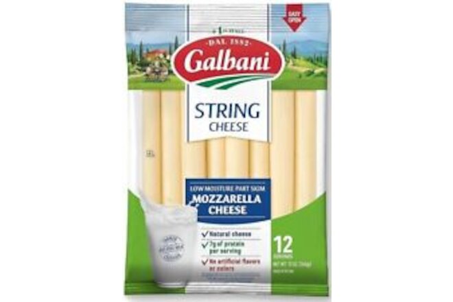 Galbani Part Skim Mozzarella String Cheese, 12 Count, New