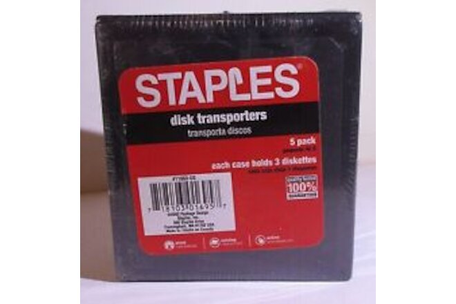 Diskette Holders Floppy Disk Storage 5 Cases 15 Diskettes Staples NEW Sealed