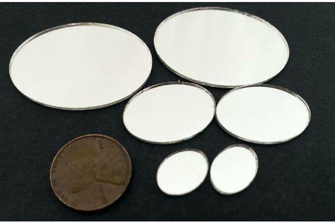 Vintage Oval Glass Mirror Cabs Pieces 6