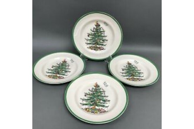 Spode Christmas Tree Dinner Plates Green Band Lot of 4 - Retail $42 each