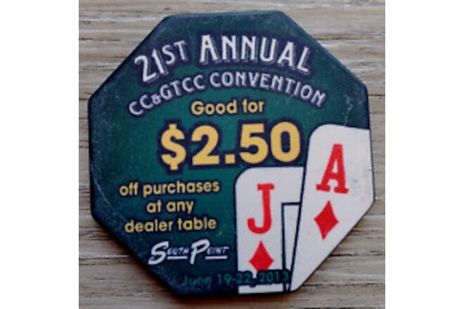 $2.50 Las Vegas South Point 21st CC&GTCC 2013 Casino Chip