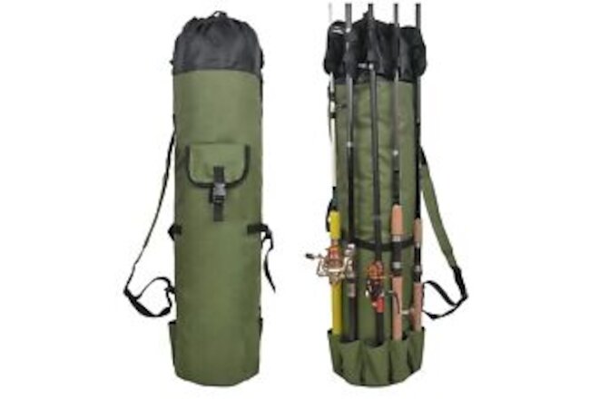 Fishing Rod Pole Carrier Reel Tackle Tool Gear Bag 5 Pole Holder Storage Case