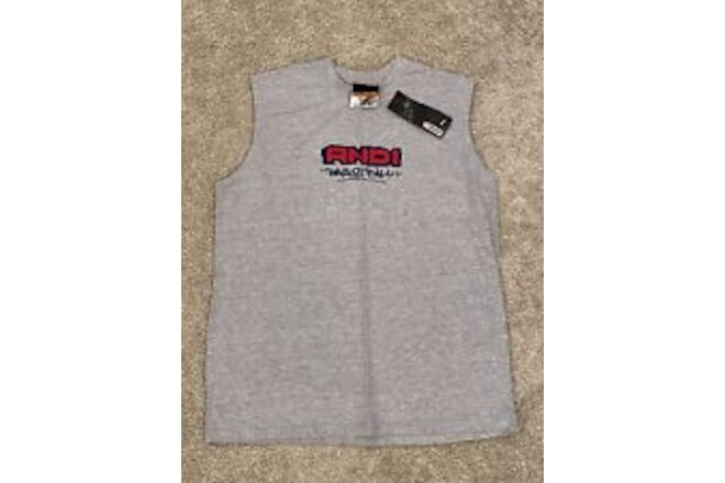 Vintage And1 Basketball T-Shirt Boys Kids Size L (14/16) Grey Sleeveless