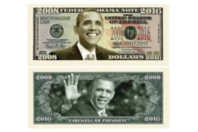 Barack Obama Presidential Collectible 1 Million Dollar Bills Novelty Pack of 10