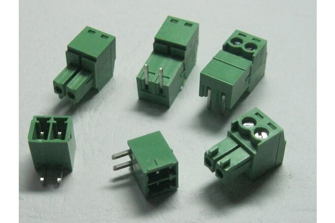 20 pcs Angle 2 pin Pitch 3.81mm Screw Terminal Block Connector Plugable Type New
