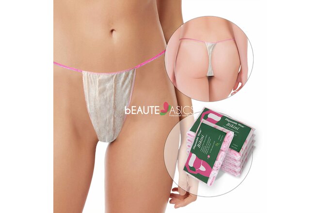 60 Pcs Disposable Bikini Thong Panties Underwear with Cotton Gusset (DP101x5)