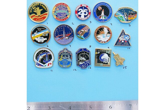 NASA enamel PIN lot of 15 - vtg Space Camp Shuttle station Spacelab lot Group A