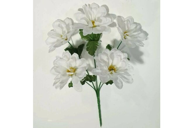 (Pack 24) 120 White 3.5" Dahlias 14" Bush Silk Flower Home In/Outdoor Decor USA