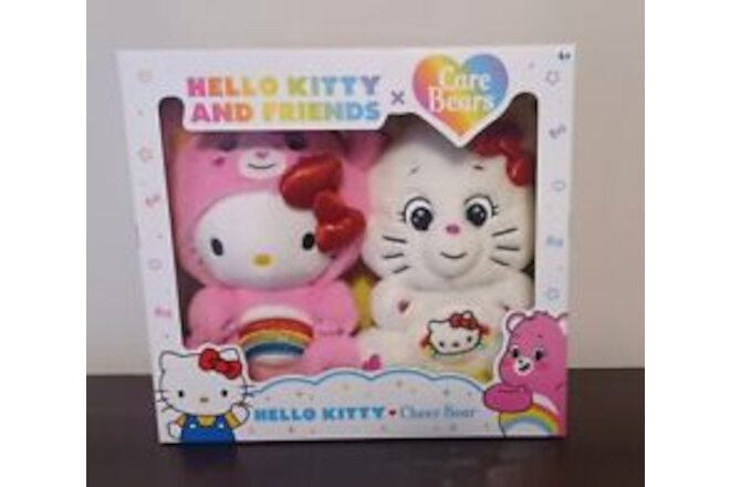 Hello Kitty and Friends x Care Bears Cheer Bear Sealed Box Set 2 Plush Brand New