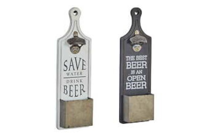 Multi Colored Wood Beer Bottle Opener 2 Storage Slot Sign Wall Decor (2
