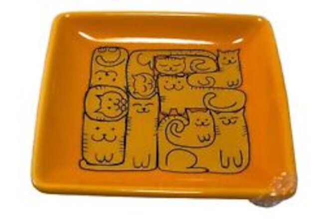 Cat Lady Box orange kitty cat trinket tray 3"