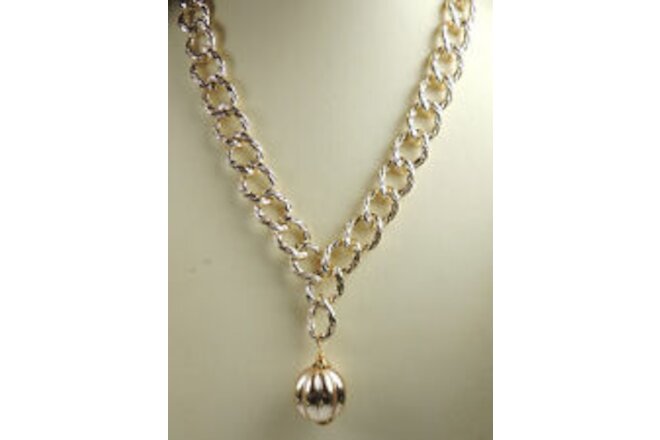 ARTISAN Gold Tone Chain Large Links with Fluted Ball Mother of Bride Wedding