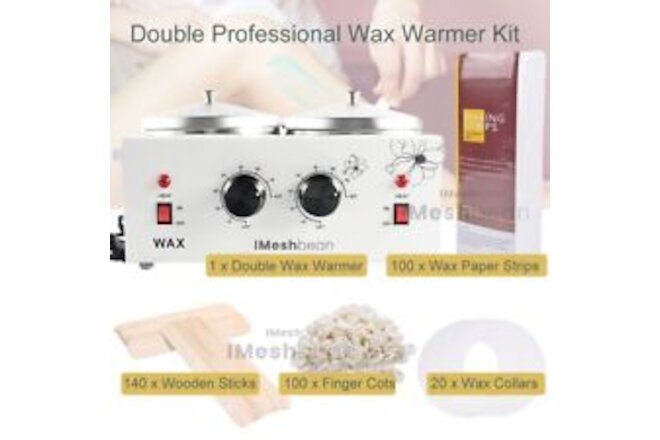 Pro DOUBLE Wax Warmer Electric Heater Dual Hot Facial Skin Care Equipment Spa
