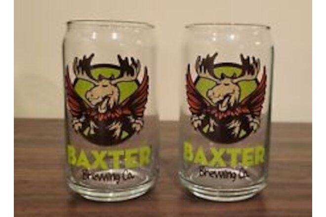 2 Baxter Brewing Beer Can Shaped Glasses Moose Logo