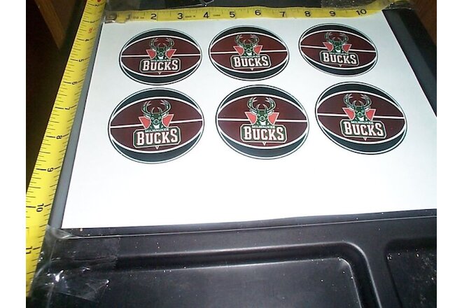6 NBA Prismatic stickers Milwaukee Bucks