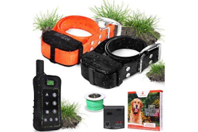 Wireless Dog Fence System - Dog Fence Electric Shock Collar Training with Remote