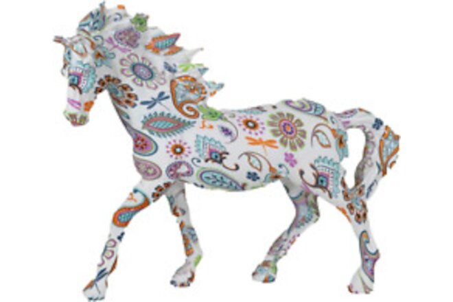 Ebros Equestrian Beauty Rainbow Paisley White Horse Hand Crafted Statue 7.5" Lon