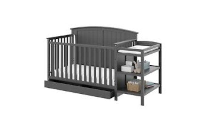 Storkcraft Steveston 5-in-1 Convertible Crib and Changer with Drawer (Gray) &#82