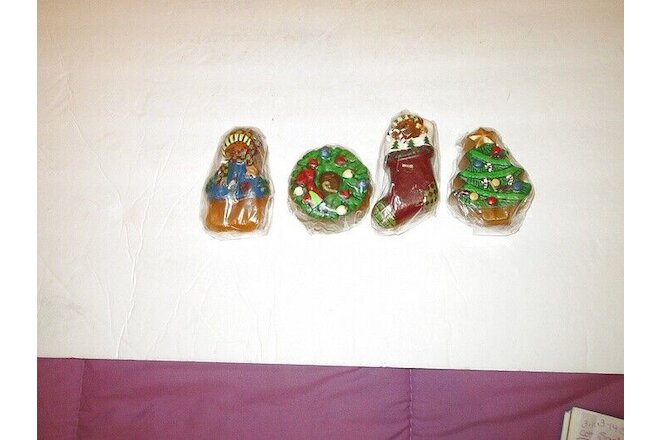 NEW Set Of 4 SEALED Floating Christmas CANDLES Wreath STOCKING Snowman TREE