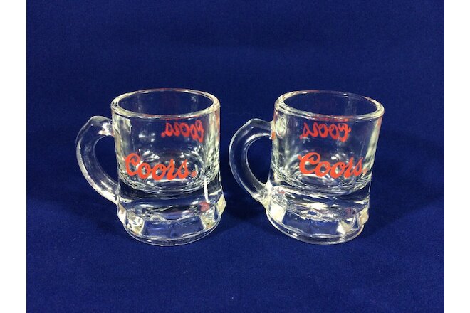 Vintage COORS 1 Oz Handled Whiskey Crystal / Shot Glasses - Set of Two