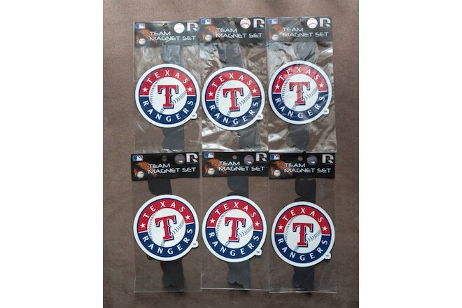 (6) MLB Texas Rangers 2 Piece Team Magnet Sets Lot by Rico Industries Inc.