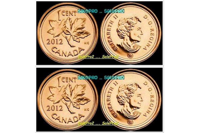 2x CANADA 2012 CANADIAN LAST YEAR MAPLE LEAF MAGNETIC & NON MAGNETIC CENT PENNY