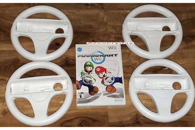 Nintendo Wii MARIO KART game 4 Wheels BUNDLE Steering/Racing lot/set_cart_TESTED