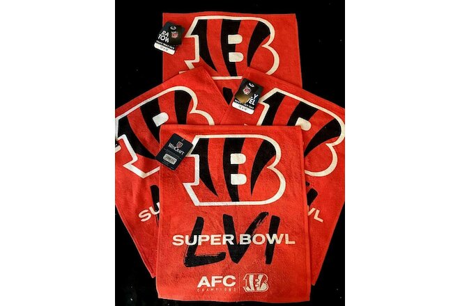 Pack of 4 Cincinnati Bengals SB 56 AFC Championship Towels New Licensed Items