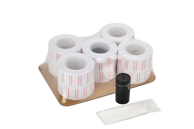 10 Rolls Price Labels Gun Paper Tag Sticker for MX-5500 Labeller White Red Line
