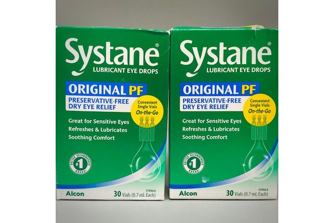 Alcon Systane Original PF Lubricant Eye Drops Vials  30 Ct 0.7 ml x 2PK Exp 2/24