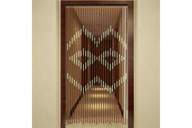 Natural Wood Bamboo Beaded Curtain Fly Screen Bedroom Bath Doorway Porch Divider