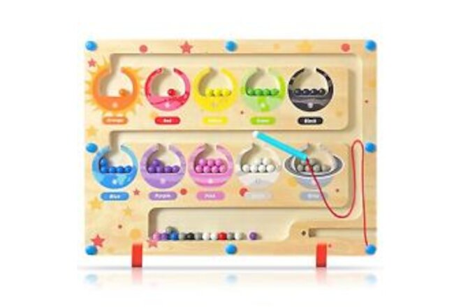 Magnetic Color Number Mazes Montessori Wooden Magnet Game Board PuzzleMatchin...