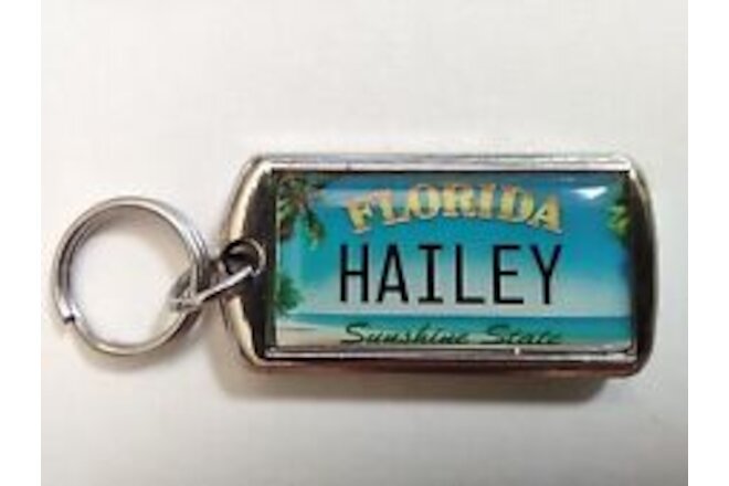 Florida Personalized Keychain Hailey Sunshine State Name Dolphin 1 1/2"
