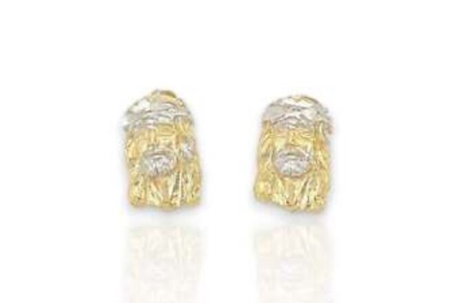 Jesus Face Earrings - 10k Yellow Gold