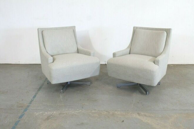 Pair of Mid-Century Modern Style Barbara Barry Swivel Club Chairs