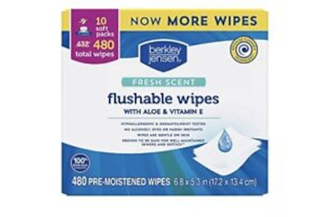 Berkley and Jensen Flushable Cleansing Wipes, 432 ct. 432 Count (Pack of 1)