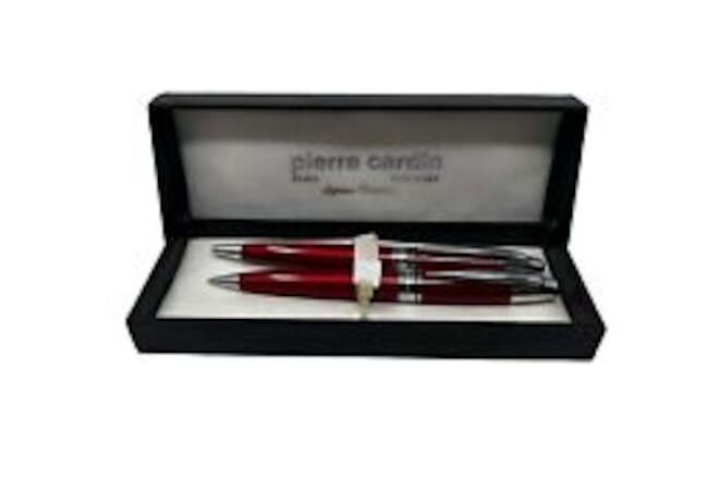 As Is/ Vintage Pierre Cardin Marbled Red Mechanical Pencil & Ball Point Pen Set